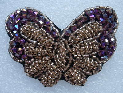 SB184 3D Butterfly Rhineshones Beaded Jewelry Applique Hot Pink