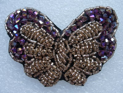 SB184 3D Butterfly Rhineshones Beaded Jewelry Applique Hot Pink - Click Image to Close