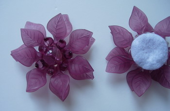 SB193 Acrylic Petals Flower Jewelry Brooch Pin Burgundy 4pcs