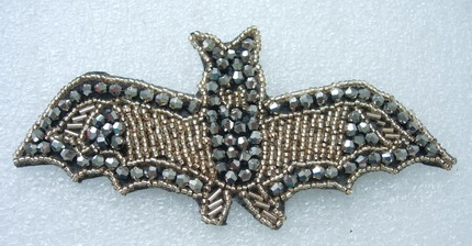 SB234 BAT Rhinestones Beaded Bugle Motif Jewelry Champagne