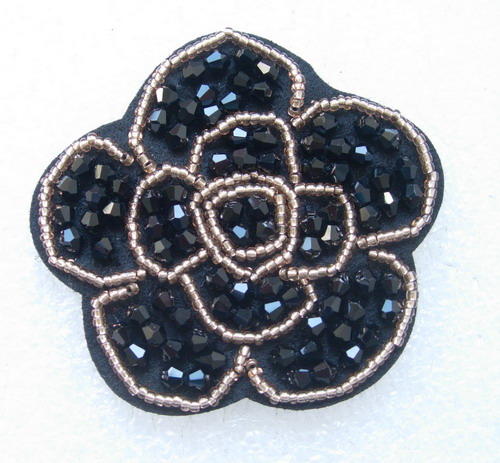 SB240 Rose Rhinestones Beaded Motif Jewelry Black