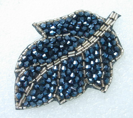 SB243 Leaf Crystal Beaded Motif Trendy Jewelry Gun-black