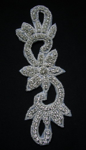 SB245 Curl Floral Rhinestones Crystal Beaded Motif Jewelry