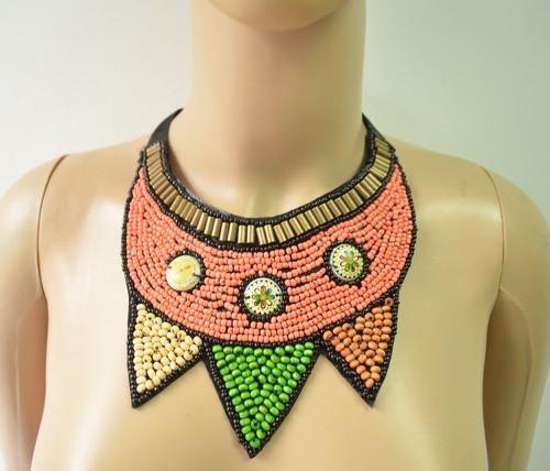 SB256 Aztec BOHO Embellished Beaded Necklace Jewelry