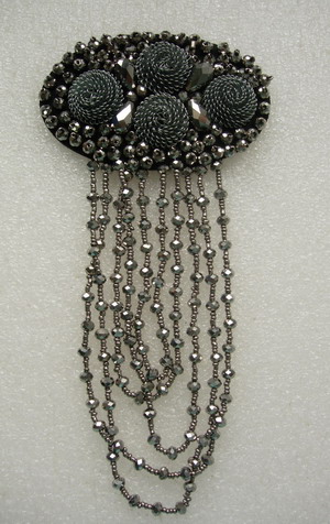 SB261 Fringed 3D Floral Rhinestone Beaded Motif Jewelry Brooch