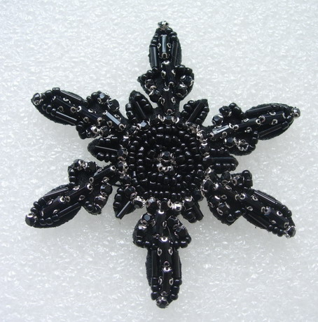 SB263 Punk Goth Rhinestone Snowflake Motif Jewelry Black