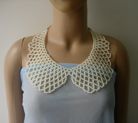 SB266 Pearl Beads Collar Necklace Motif Jewelry Fashion