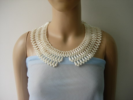 SB268 Pearl Beads Teardrop Woven Collar Necklace Jewelry Adorn