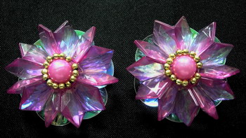 SB58 Shell Paillette Pearl Beaded Motif Shoes Flower Brooch Pink