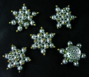 SB88 Snowflake Beaded Applique for Dress Silver Gold x5 - Click Image to Close