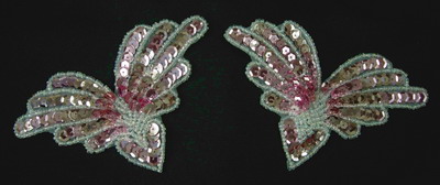 SY12 Sequin Applique Multi V Pale Pink Motif 2pcs SY12 Sequin Applique Multi V Pale Pink Motif 2pcs