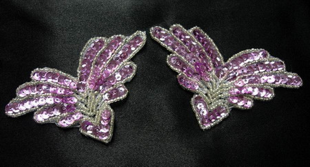 SY15 Sequin Applique Multi V Pale Pink#2 Motif 2pcs