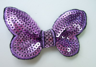 SY126 Little Butterfly Bow Tie Sequin Applique Lavender x4