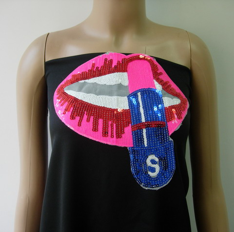 SY161 Lip Lips Lipstick Sequined Applique Trendy Fashion SY161 Lip Lips Lipstick Sequined Applique Trendy Fashion