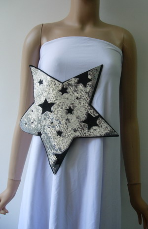 SY174 Large STAR STARS Sequined Applique Trendy/Chic/Punk Dress