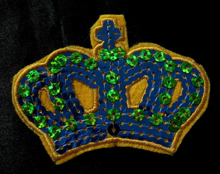 SY34 Blue Crown Sequin Applique Sew Triming Motif Iron on Patch