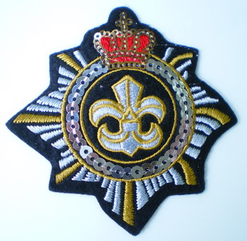 SY63 Embroided Crown Fleur De Lis CREST PATCH Sequin Applique