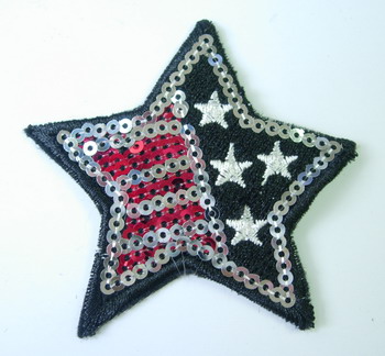 SY83 American Star Patch Embroidery Sequin Applique Iron On - Click Image to Close