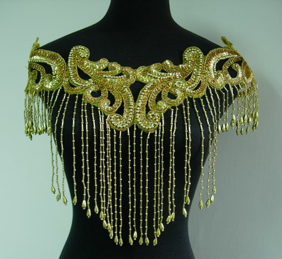 HP01-3 Sequin Bead Applique w/Fringed for Hip Belt Scarf HP01-3 Sequin Bead Applique w/Fringed for Hip Belt Scarf