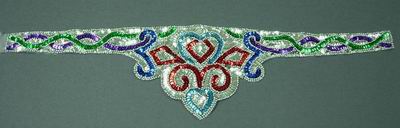 HP07 Long Hip Belt Sequin Bead Applique Silver Multicolor HP07 Long Hip Belt Sequin Bead Applique Silver Multicolor