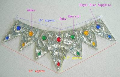 HP09 Long Hip Belt Sequin Bead Applique Silver with Gems HP09 Long Hip Belt Sequin Bead Applique Silver with Gems