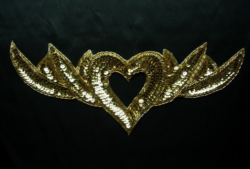 HP13 Angel Wing Hipbelt Sequin Applique Motif Gold - Click Image to Close