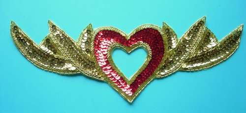 HP15 Angel Wing Hipbelt Sequin Applique Motif Gold Red