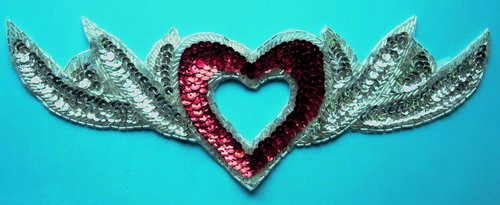 HP16 Angel Wing Hipbelt Sequin Applique Motif Silver Red HP16 Angel Wing Hipbelt Sequin Applique Motif Silver Red