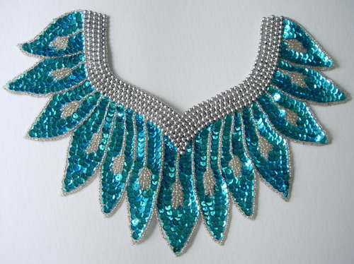 HP22 Aqua Collar Sequin Bead Applique Motif Belly Dance Tutu HP22 Aqua Collar Sequin Bead Applique Motif Belly Dance Tutu