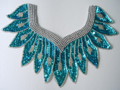 HP22 Aqua Collar Sequin Bead Applique Motif Belly Dance Tutu