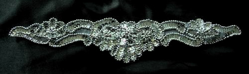 HP37 Sequin Bead Applique Hip Belt Necklace Silver