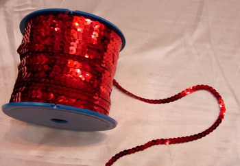 SP03 6mm Red Sequin Spool String Flat Sequin 100yards - Click Image to Close