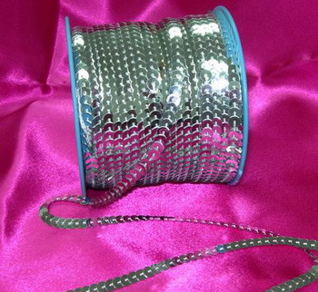 SP02 6mm Silver Sequin Spool String Flat Sequin 100yards