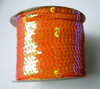 SP18 6mm Orange Iris Sequin Spool String Flat Sequin 100yards - Click Image to Close