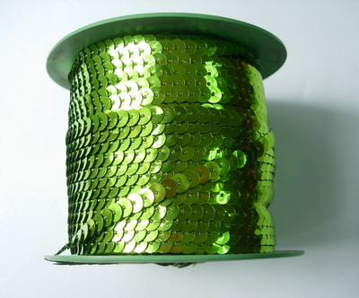 SP09 6mm Lime Sequin Spool String Flat Sequin 100yards