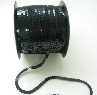 SP10 6mm Black Sequin Spool String Flat Sequin 100yards