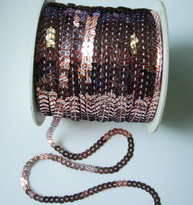 SP53 6mm Flat Sequin Spool Silver with Orange 100yards SP53 6mm Flat Sequin Spool Silver with Orange 100yards