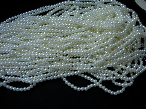 SD13 6mm String Strand Faux Pearl Beads Ivory 32"