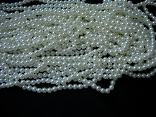 SD14 8mm String Strand Faux Pearl Beads Ivory 32" - Click Image to Close