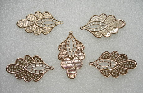 KU24 Copper Plated Leaf Filigree Connector Finding 5pcs