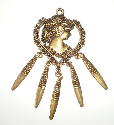 KU11 Vintage Victorian Lady Pin w/Dangle Dress Accessory - Click Image to Close