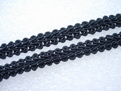 GB01-3 3/8" Black Trim Gimp Braid Lace Edge 10yards