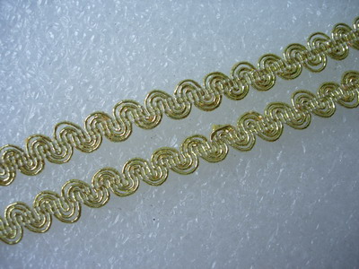 GB68 8mm Metallic Cord Trim Gimp Braid Lace Edge Light Gold 10y GB68 8mm Metallic Cord Trim Gimp Braid Lace Edge Light Gold 10y