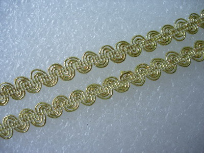 GB68 8mm Metallic Cord Trim Gimp Braid Lace Edge Light Gold 10y