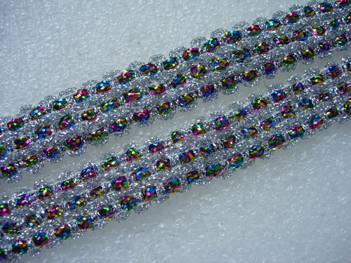 GB53-2 7/8" Silver Multicolor Trim Gimp Braid Lace Edge 10yds