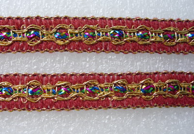 GB55-2 5/8" Colorful Maroon Fabric Trim Gimp Braid Edge Lace 10y - Click Image to Close