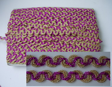 GB65 5/8" Fuchsia Gold Trimming Gimp Braid Lace WAVE Style 10yds