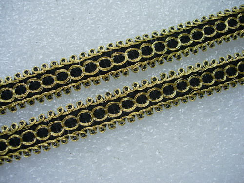 GB73 1/2" Gold Black Braided Gimp Trimming Lace Edge 10yds GB73 1/2" Gold Black Braided Gimp Trimming Lace Edge 10yds