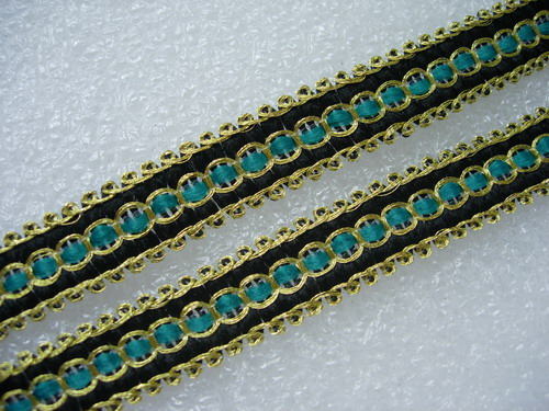 GB79 1/2" Metallic Gold Teal Double Loop Braided Gimp 10yds GB79 1/2" Metallic Gold Teal Double Loop Braided Gimp 10yds