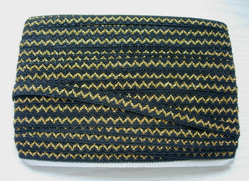 GB83 5/8" Black Gold Woven Cord Gimp Braided Trim 10y GB83 5/8" Black Gold Woven Cord Gimp Braided Trim 10y